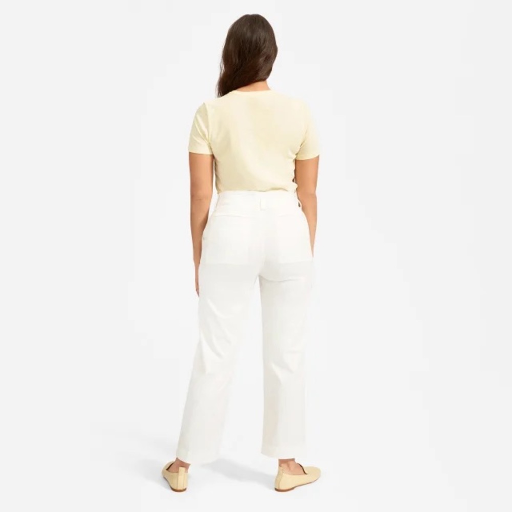 Everlane Relaxed High Waist Chino Sz 0 EUC White Button Fly Stretch Straight - Picture 12 of 16